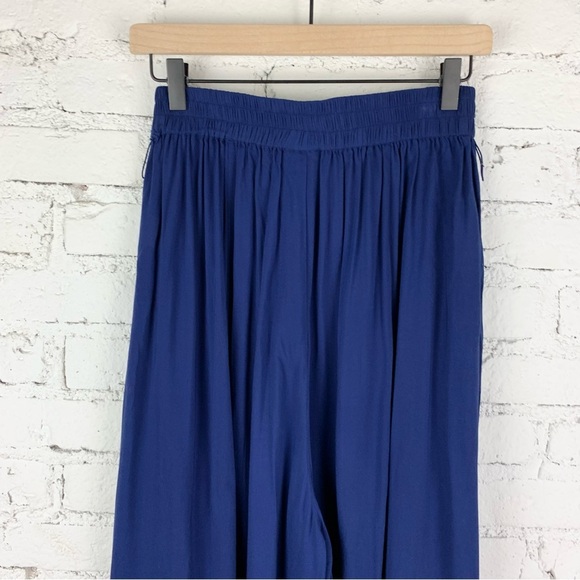 ModCloth Blue Rayon Culottes Gaucho Wide Leg Cropped Pants Small - Picture 9 of 12